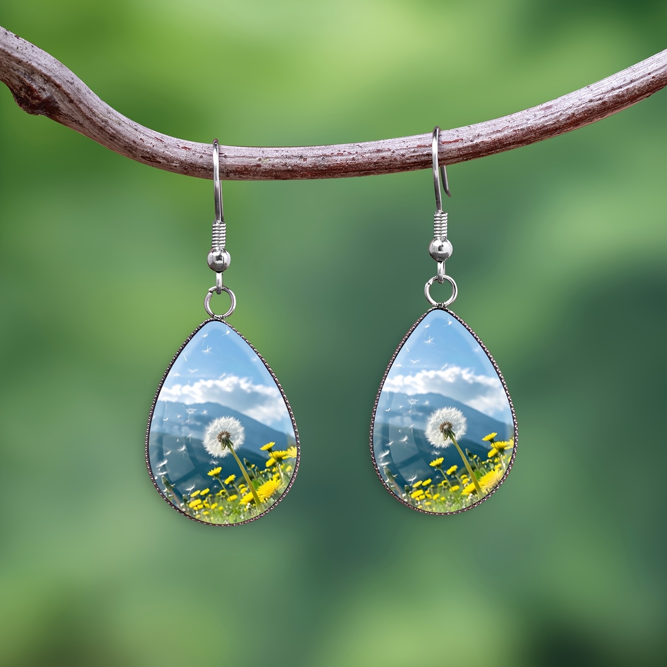 Women's Dandelion Wildflower Drop Earrings, Summer Style